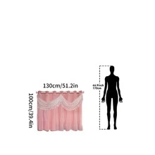 1件装【穿孔式顶部】欧式一体式窗帘，配有优雅的布艺裙摆、遮光衬里和薄纱，适用于卧室、客厅、餐厅等都市软装风格，兼容多种窗帘杆安装方式 - 粉色 - 查看 16