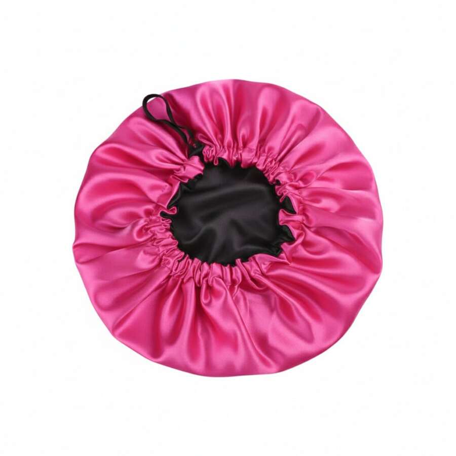 Adjustable Double-Sided Satin Sleeping Cap Anti-Frizz Protects And Aligns Hair - Rosa - 查看 1