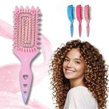 Quick Finishing Brush, Boar Bristle Curling Brush - With Tips To Reduce Pulling And Separation Of Curls And - 藍色 - 查看 1