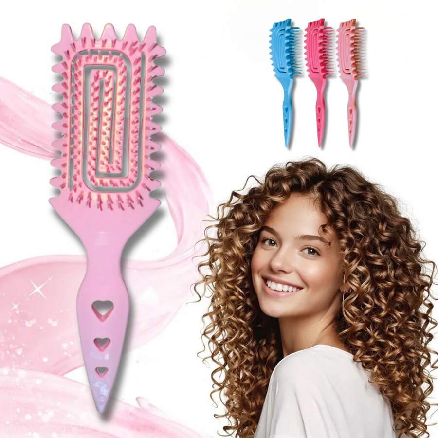 Quick Finishing Brush, Boar Bristle Curling Brush - With Tips To Reduce Pulling And Separation Of Curls And - 藍色 - 查看 1