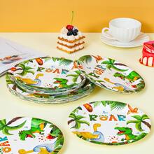 10个/20个/50个装火山恐龙一次性纸盘，派对用品，适用于性别揭晓派对、生日派对、主题派对、家庭野餐 - 可重复使用（7英寸/9英寸） - 彩色 - 查看 4