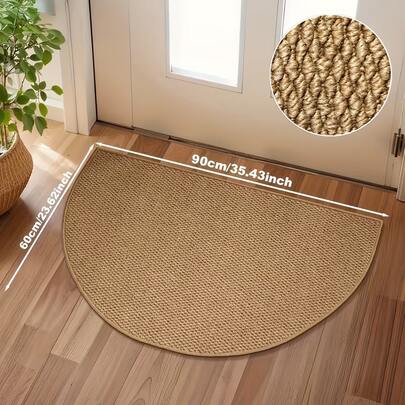 1pc Brown Half-Circle Pineapple Shaped Bath Mat, Thickened Faux Sisal Carpet, Washable Bottom, Sturdy , Suitable For Kitchen, Decoration, Ins Style, Shower, Home Decor, Living Room, Bedroom, Entryway, Kitchen, Bathroom, Study