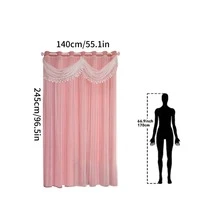 1件装【穿孔式顶部】欧式一体式窗帘，配有优雅的布艺裙摆、遮光衬里和薄纱，适用于卧室、客厅、餐厅等都市软装风格，兼容多种窗帘杆安装方式 - 粉色 - 查看 22