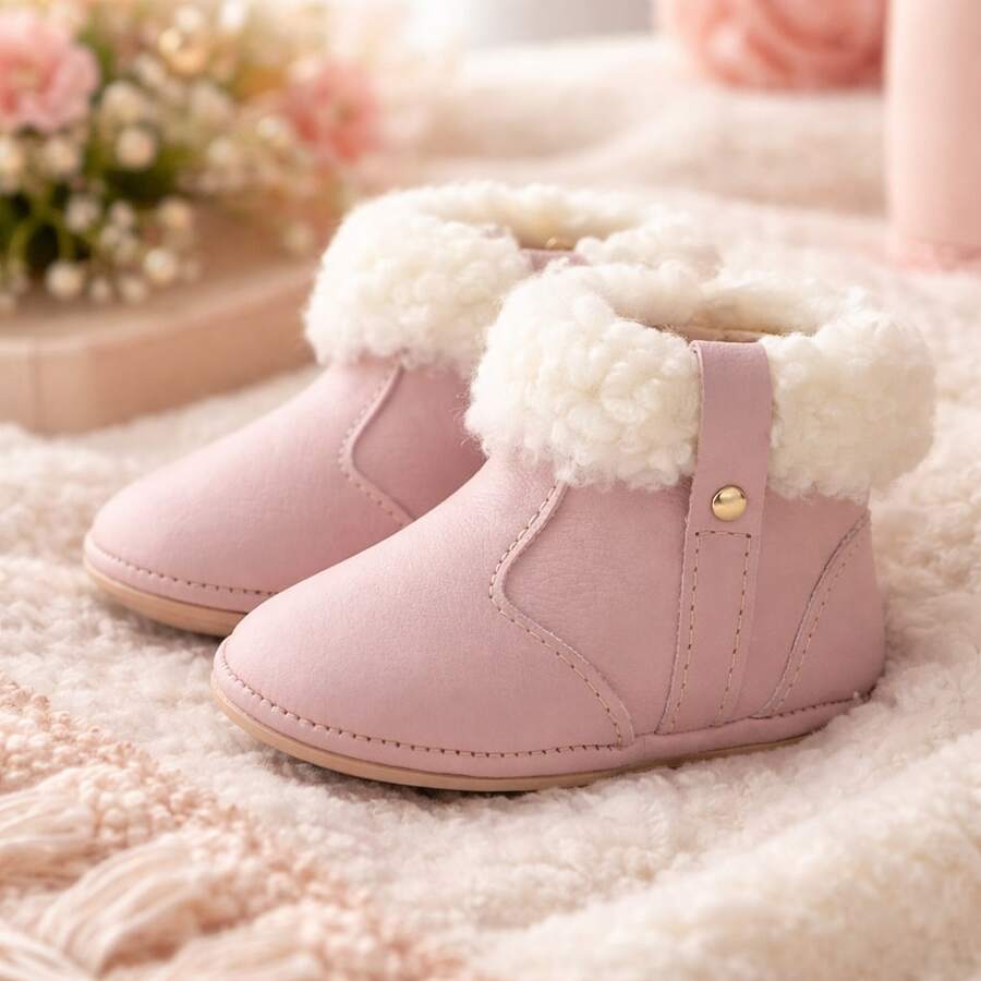 Baby Girl's Feather Booties For Newborns - 5 Colors - Baby Pink - View 1