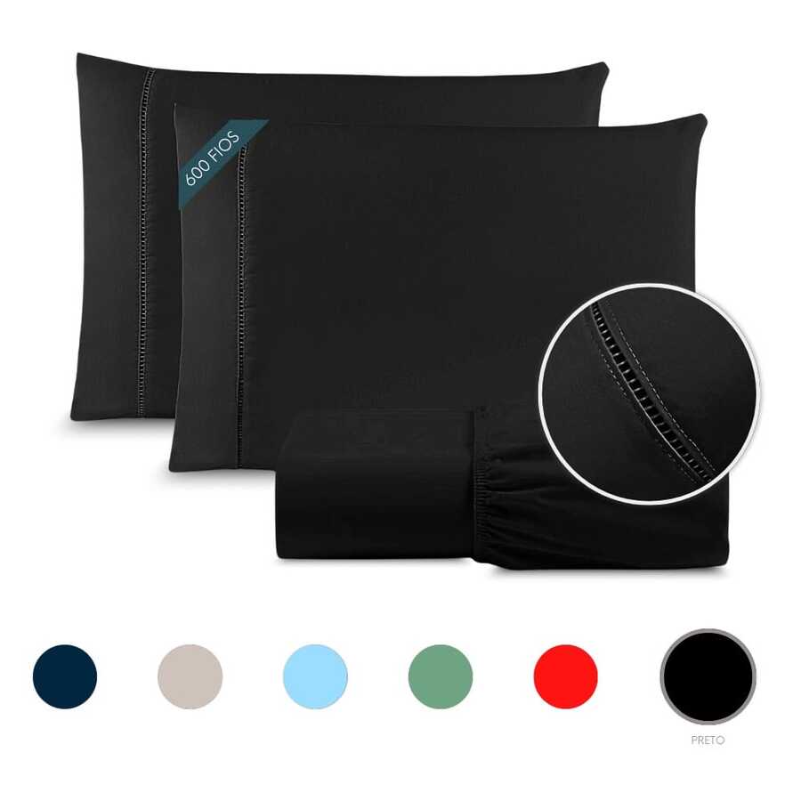 A Touch Of Sophistication: 3-Piece Sheet Set In 600 Thread Count Egyptian Cotton - Black - View 1