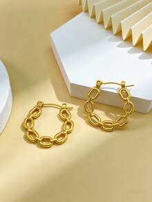 1/3 Paar geometrische Edelstahl-Ohrringe in Gold, vergoldeter Edelstahl-Schmuck, Damen-Ohrringe, Hängeohrringe, vergoldete runde Ohrringe mit Scharnier, Bambus-Textur, Diamantschliff, Sechseck, Quadrat, Rund, Schmetterlingsdesign, langanhaltend hypoallergene Ohrringe, geeignet für empfindliche Ohren, charmante Accessoires für Frauen, modischer Schmuck aus dem Nahen Osten, Ramadan-Dekoration Schmuck und Accessoires, Party- und Feiertagsgeschenke - Verschiedenfarbig - Übersicht 4