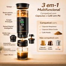 Cafeteira 3 Em 1 Elétrica Portátil Cápsula Pó Expresso Para Café Preto Praticidade Para o Dia a Dia - máquina de café em cápsulas - Visão 3