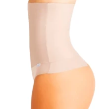 Kit 2 Calcinha Cintura Alta Feminina Segura Barriga Cinta Modeladora Alta Compressão Conforto Pós Cirurgia - Bege - Visão 4