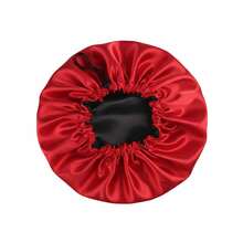 Adjustable Double-Sided Satin Sleeping Bonnet - Anti-Frizz, Protects And Straightens Hair - 紅色 - 查看 1