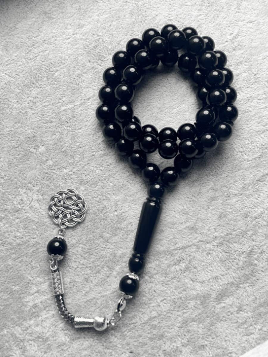 1条45颗10毫米穆斯林念珠手链，男女通用，适合节日佩戴，奢华时尚 - 彩色 - 查看 1