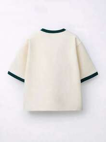 Tween Boys' Casual Colorblock Round Neck Short Sleeve T-Shirt, Summer Top - Apricot - View 4