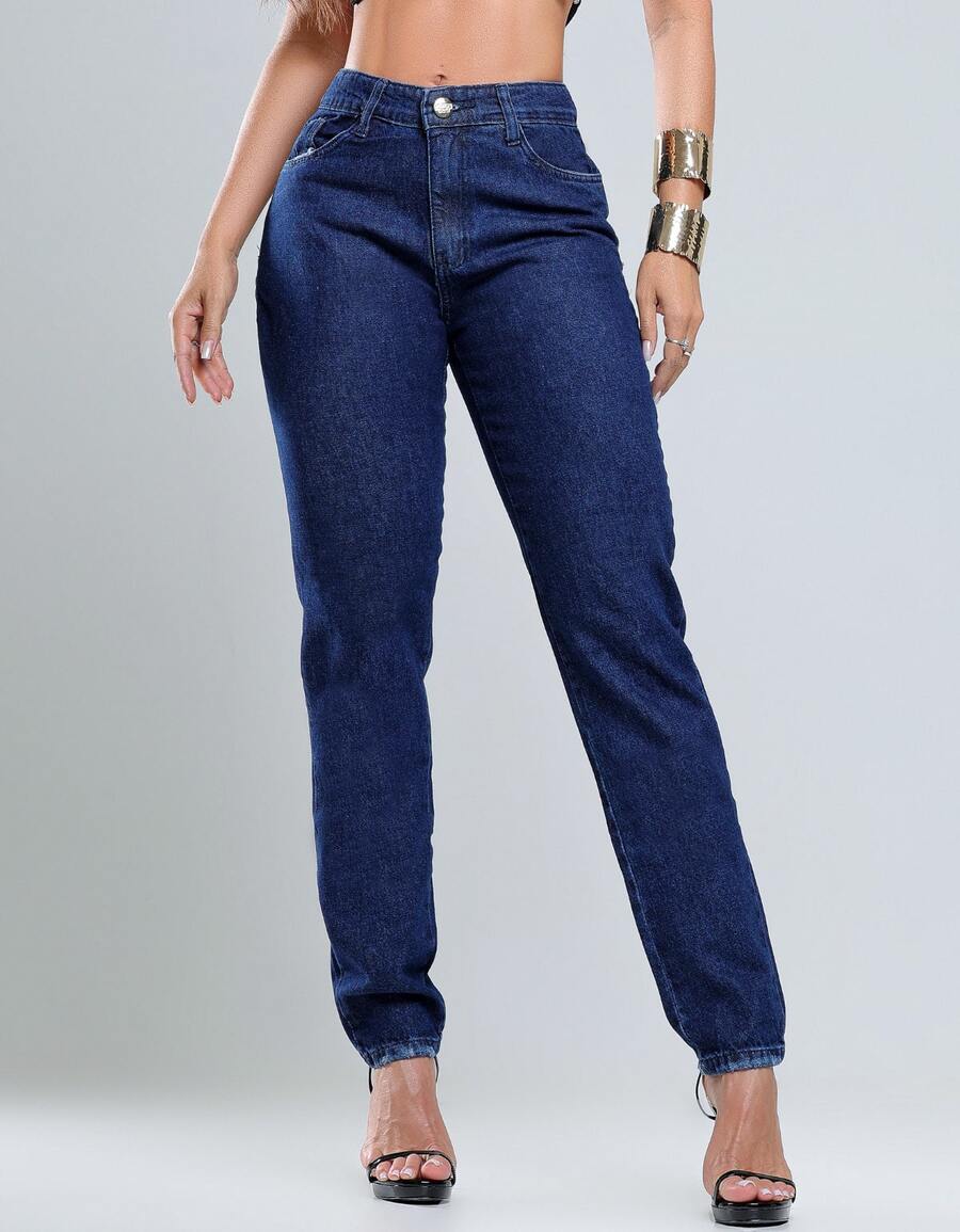 Women's Mom Jeans, Stylish, Casual, Sexy, Faux Denim Print, Pocket, Zipper, Button, Vintage, Office, Vacation, Night, Beach, Travel, Timeless - 皮多藍 - 查看 1
