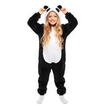 nerd hunters Kids Cozy Panda Hooded Kigurumi Pajama Suit - 黑與白 - 查看 4