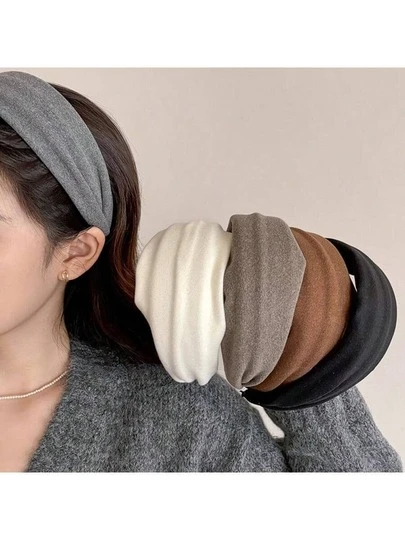 1pc Vintage High-Quality Black Headband, Minimalist Versatile Wide Sports Style Hairband For Women