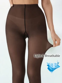 1 Pair 80D Women's High Waist Sexy Pantyhose, Made Of Lightweight Semi-Sheer Fabric, Skin-Tight Fit, Suitable For Spring And Summer - Black - View 1