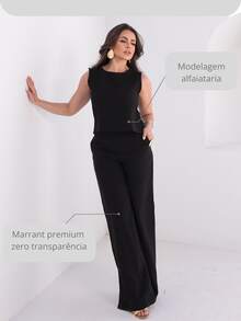 Women's Tailored Casual Basic 2-Piece Shorts And Tank Top Set - Elegant Linen Blouse And Shorts - Summer - màu đen - Xem 4