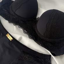 National Set: Thong-Lace Comfort, Triple Closure, Reinforced Bubble Cups - Black - View 2