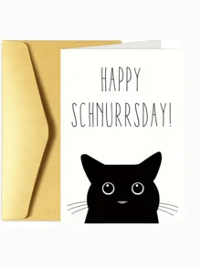 1PC Funny Birthday Card | "Happy Schnurrsday Black Cat Card" , Ideal For Birthdays Or Any Occasion - Multicolor - View 8