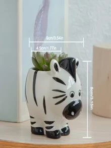 1pc Cute Animal Ceramic Succulent Planter, Creative Desktop Decor For Balcony - A - View 10