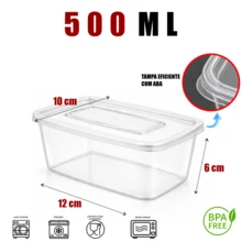 Set Of 12 Transparent 500ml Airtight Containers, Freezer And Microwave , - 查看 3