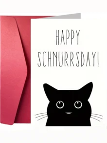 1PC Funny Birthday Card | "Happy Schnurrsday Black Cat Card" , Ideal For Birthdays Or Any Occasion - Multicolor - View 6