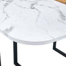 Extendable Dining Table With Wood Finish And Black Trim – Sturdy Black Metal Frame, Compact Kitchen Table For 4 To 6 People, Modern And Multifunctional Dining Table - White - View 4