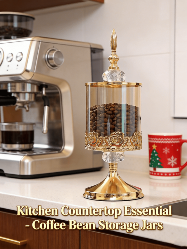 1 tarro de cristal vintage con tapa para almacenar dulces, estilo europeo elegante, ideal para decorar la sala de estar, mesa de centro y escritorio, decoración estética para el hogar, soporte para tartas y dulces, apto para cereales, cereales, azúcar y otros alimentos.
