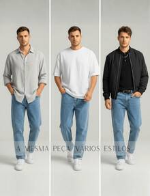 Calça Baggy Balão Premium Azul Jeans Denim Premium Streetwear Ajuste Folgado Estilo Y2K Casual - Azul Empoeirado - Visão 10