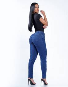 Women's Mom Jeans, Stylish, Casual, Sexy, Faux Denim Print, Pocket, Zipper, Button, Vintage, Office, Vacation, Night, Beach, Travel, Timeless - 結石 - 查看 5