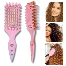 Quick Finishing Brush, Boar Bristle Curling Brush - With Tips To Reduce Pulling And Separation Of Curls And - Hồng - Xem 1