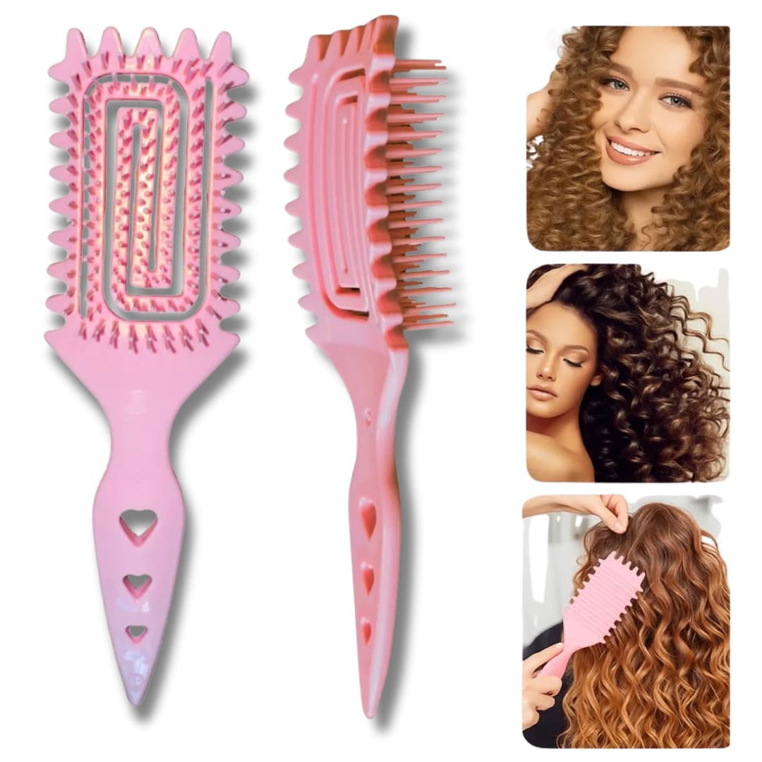 Quick Finishing Brush, Boar Bristle Curling Brush - With Tips To Reduce Pulling And Separation Of Curls And - Hồng - Xem 1