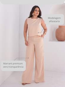 Women's Tailored Casual Basic 2-Piece Shorts And Tank Top Set - Elegant Linen Blouse And Shorts - Summer - 米色 - 查看 4