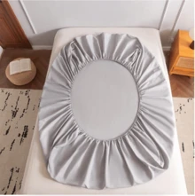 Set sábanas para cama Matrimonial 3000 Hilos, Tela fresca, Suave, Ligera y Ajustable 4 piezas/(1 Forro,1 Sábana/ 2 Fundas) - Gris Claro - Ver 3