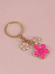 HAILIAN 1 件樱花设计钥匙扣采用合金材料制成，轻巧优雅，适合包包、汽车、生日、节日礼物 - 玫紅色 - 查看 2