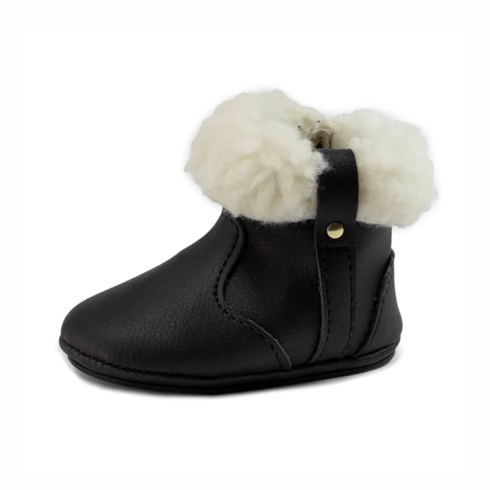 Baby Girl's Feather Booties For Newborns - 5 Colors - Negro - Ver 1