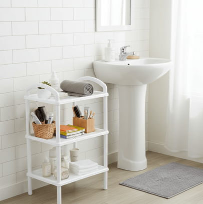 Italhome Estante organizador de 3 niveles,adecuado para cocina, sala de estar, dormitorio, baño, almacén, estante de almacenamiento scalp color blanco