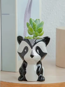 1pc Cute Animal Ceramic Succulent Planter, Creative Desktop Decor For Balcony - A - View 4