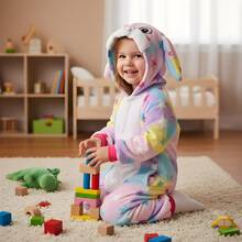 nerd hunters Kids Cozy Rabbit Hooded Kigurumi Pajama Suit - Multicolor - View 2