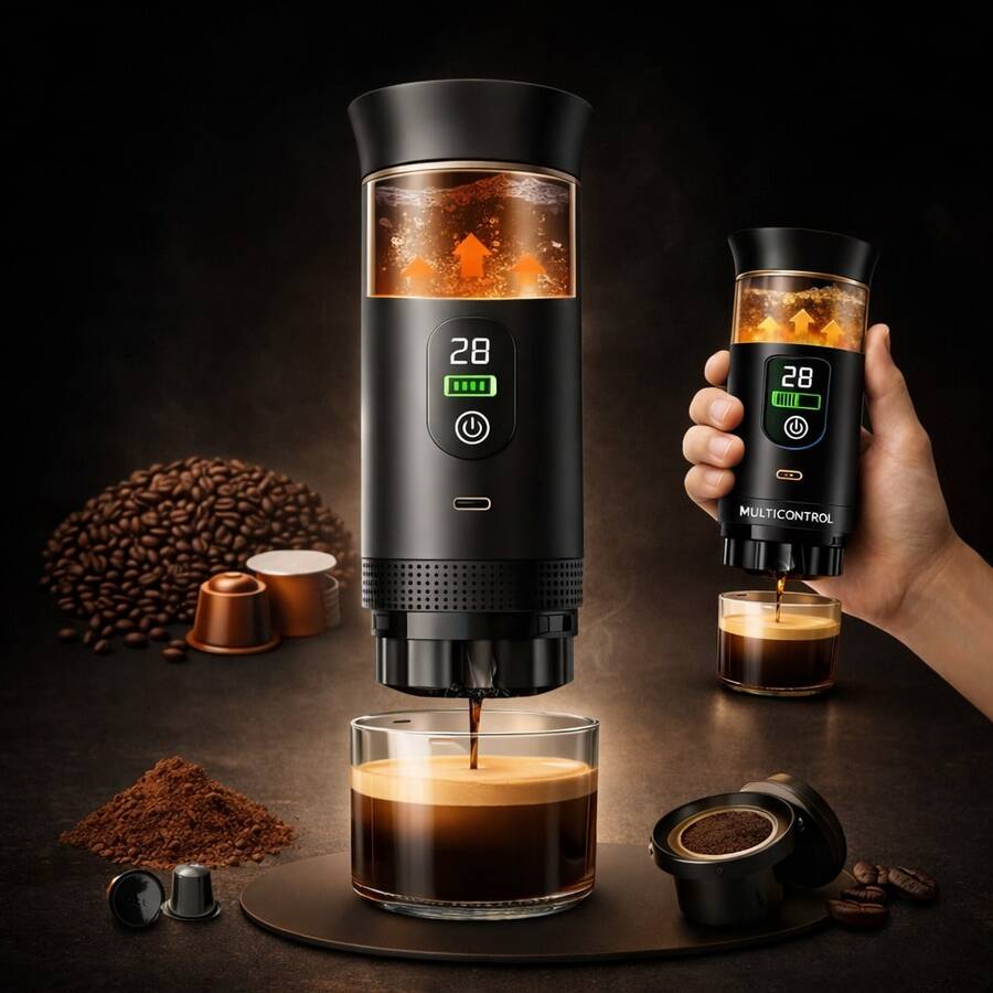 Cafeteira 3 Em 1 Elétrica Portátil Cápsula Pó Expresso Para Café Preto Praticidade Para o Dia a Dia - máquina de café em cápsulas - Visão 1