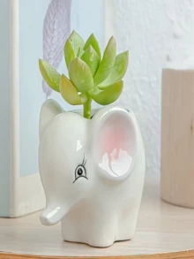 1pc Cute Animal Ceramic Succulent Planter, Creative Desktop Decor For Balcony - A - View 12