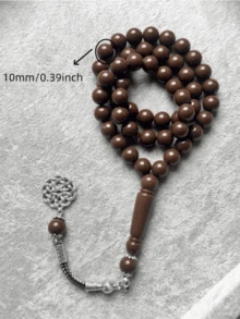 1条45颗10毫米穆斯林念珠手链，男女通用，适合节日佩戴，奢华时尚 - 彩色 - 查看 9