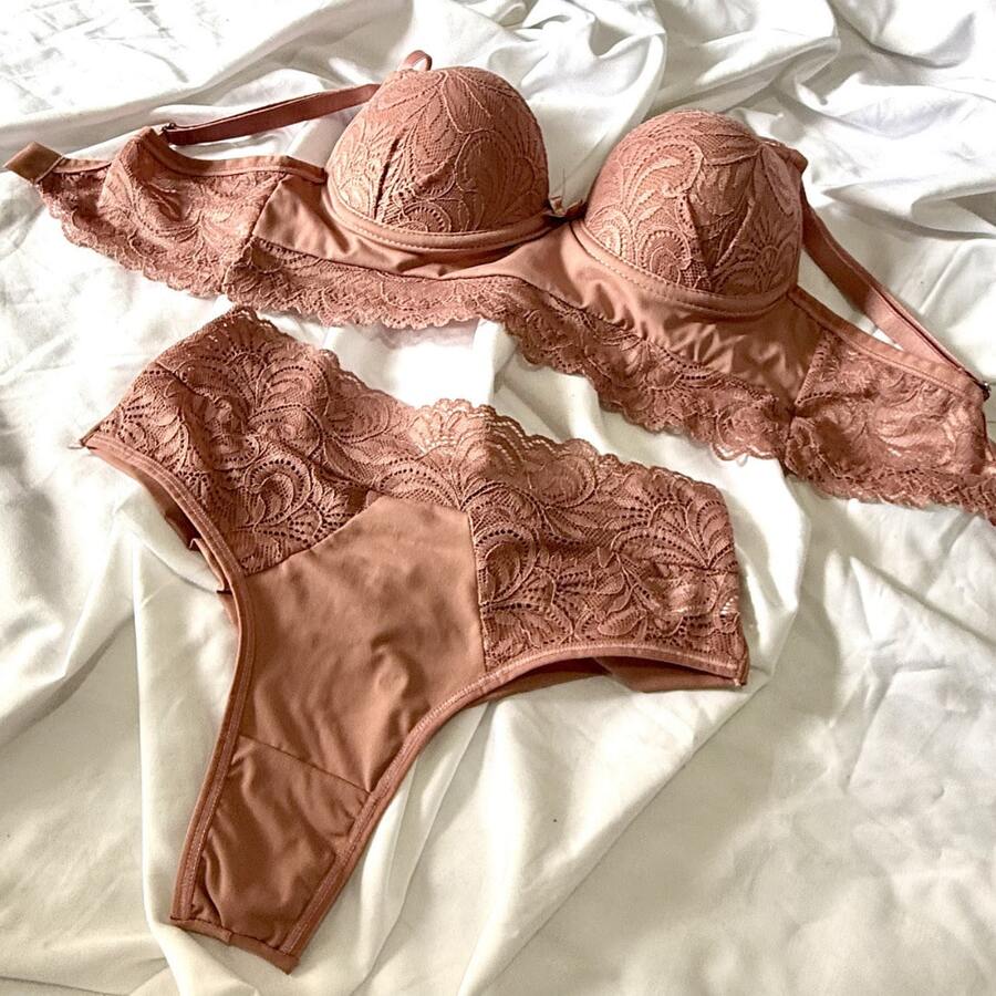 National Set: Thong-Lace Comfort, Triple Closure, Reinforced Bubble Cups - Rusty Rose - View 1