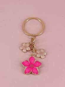 HAILIAN 1 件樱花设计钥匙扣采用合金材料制成，轻巧优雅，适合包包、汽车、生日、节日礼物 - 玫紅色 - 查看 3