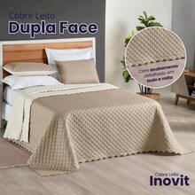 Cobre Leito Cama Casal Kit de Cama Padrão Inovit 3 Peças Dupla Face Premium Matelado Com Porta Travesseiro - Caqui - Visão 2