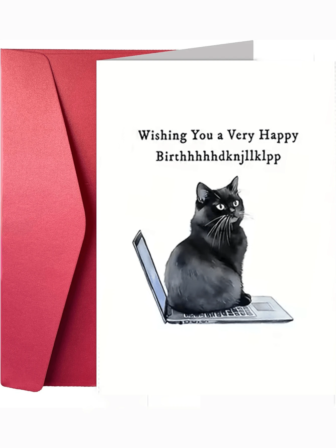 1张趣味生日贺卡 | “键盘上的猫咪生日祝福”,适合生日或其他任何场合 - 多色 - 查看 1