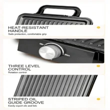 SOKANY 08143 家用電烤機 多功能電烤盤 1500W 雙面加熱 3段式溫度控制 快速加熱至230°C 適用於家用廚房、BBQ派對、西餐愛好者等 - 英規插(220-240V) - 查看 8