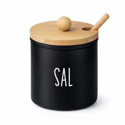 Saleiro Em Vidro Com Colher Tampa em Bambu 300ml - Doha