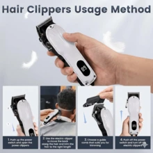 3 Color Options High-Quality Shell Head Men's Professional Electric Hair Clipper, Hair Trimmer With High Power, Low Noise, Stainless Steel Blades, LED Light, Includes Scissors And Comb, Suitable For Barbershops, Travel, Hotels, Business Trips - Shell Toe - View 4