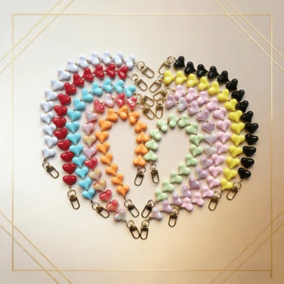 1 stuk luxe telefoonkoord met hartje van acryl in effen kleur, handgemaakte telefoonkoord met kralen, modieus cadeau voor Valentijnsdag, compatibel met Android en de meeste smartphones, cadeau voor moeder, familie, vrienden, verjaardag, feestdagen.