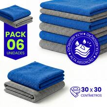 Microfiber Kitchen Cleaning Cloth Kit, Terry Cloth, High Absorption, Magic Cloth - 6 Units - Blue - Gray - View 1